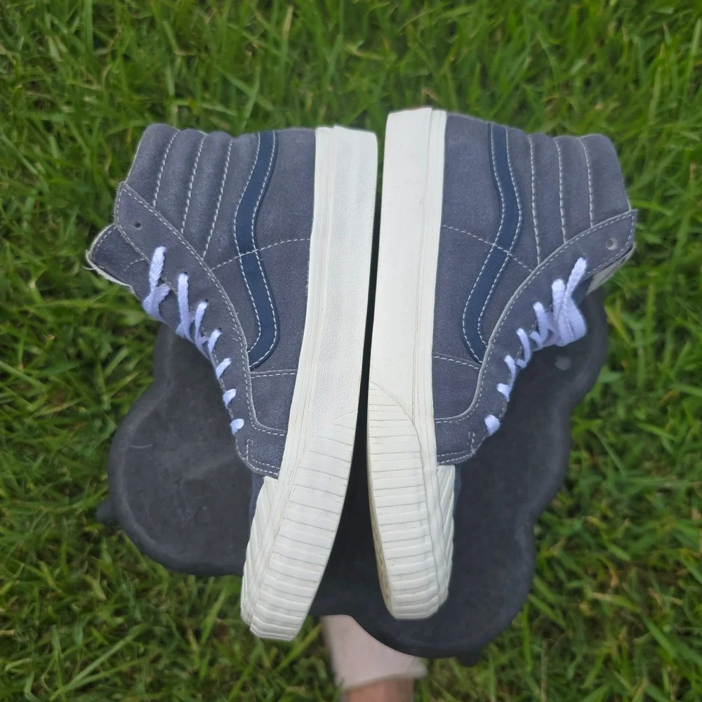 Vans Sk8-Hi Navy Blue Suede High Top Sneakers Ribbed Toe Cap 721454 Mens 6.5 W 8
